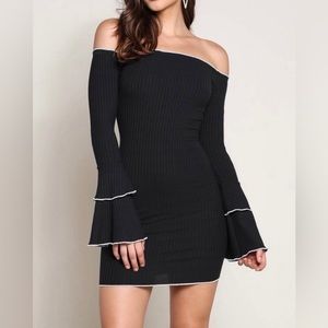 Black bell sleeve mini dress